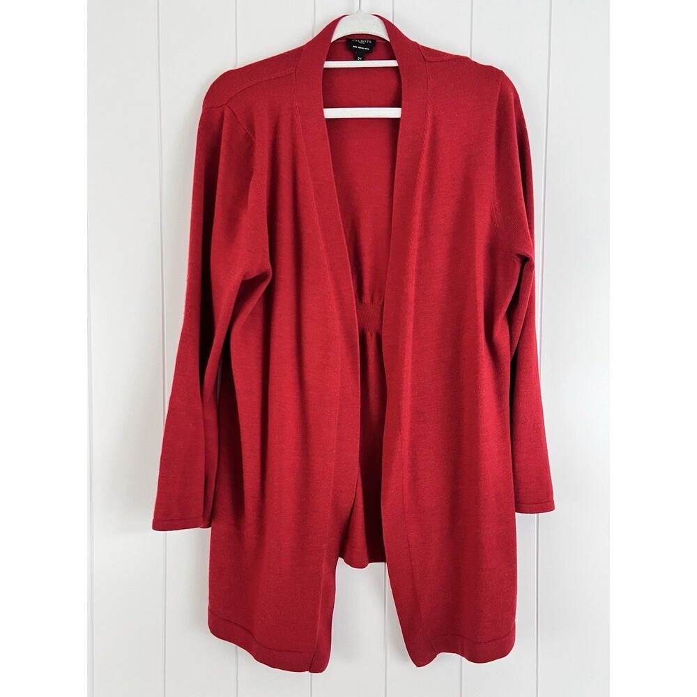 Talbots Red 100% Pure Merino Wool Long Cozy Cardigan Sweater Plus Size 2X